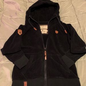 Women’s M black fleece Naketano zip up hoodie